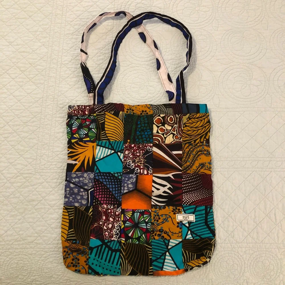 Zuri patchwork tote bag.
